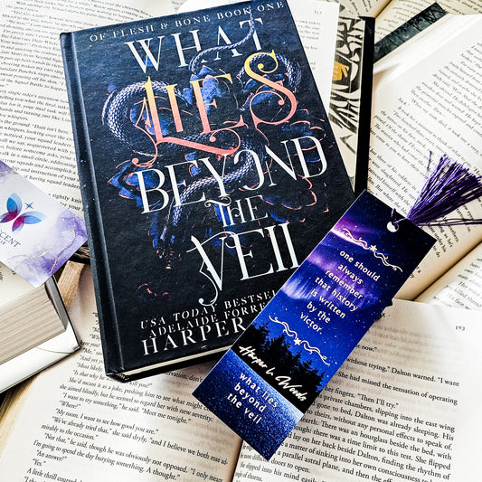 What Lies Beyond the Veil Bookmark with Tassel | Harper L. Woods | Indepdent Author Bookmark Collection