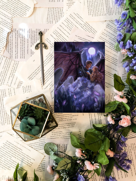 Gwyn and Azriel in the Night Flowers A Court of Thorns and Roses Officially Licensed: 5 x 7 inch Premium Art Print