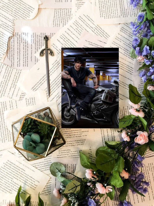 Licensed Twisted Sisters Zodiac Academy Darius Acrux Motorcycle 5 x 7 inch Premium Art Print