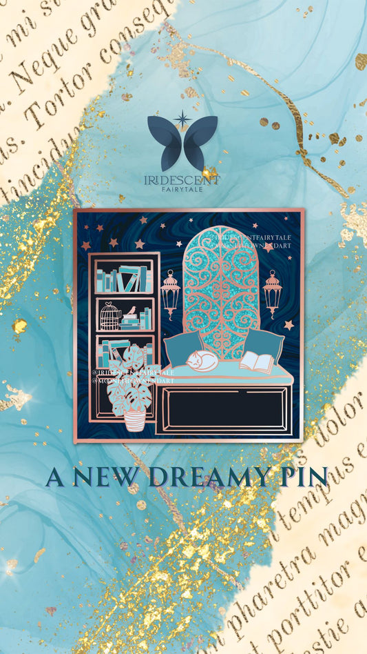 PREORDER LIMITED EDITION A Dreamy Library Enamel Rose Gold Metal Pin