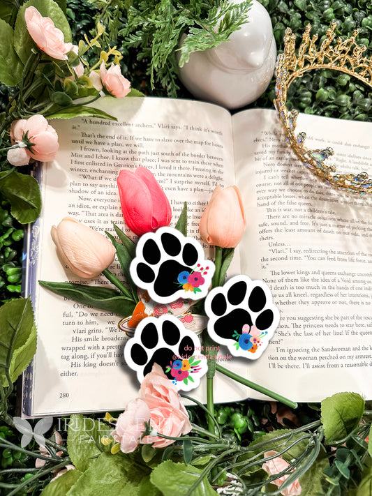 Paw Print and Flowers Bubble-free sticker