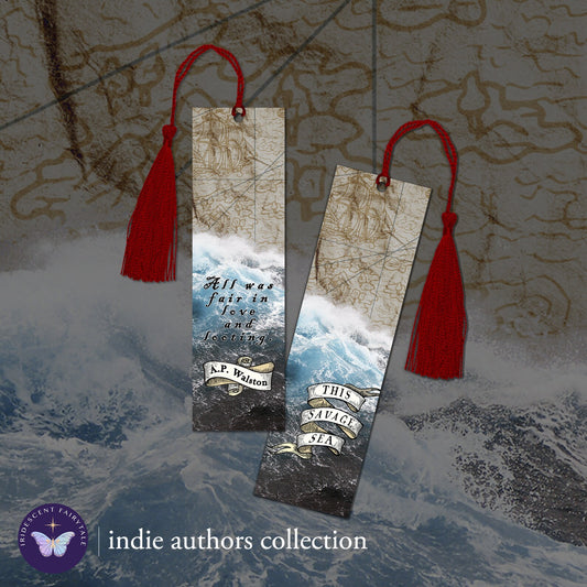 This Savage Sea Bookmark with Crimson Tassel | These Hollow Shores | AP Walston | Indepdent Author Bookmark Collection