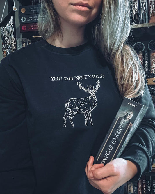 Embroidered You Do Not Yield Sweatshirt | Throne of Glass Sarah J Maas Officially Licensed | Unisex Organic Sweatshirt
