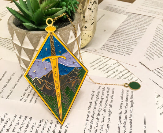 LIMITED EDITION Throne of Glass- Enamel Plated Gold Metal Bookmark with Chain and Pendant (Licensed)